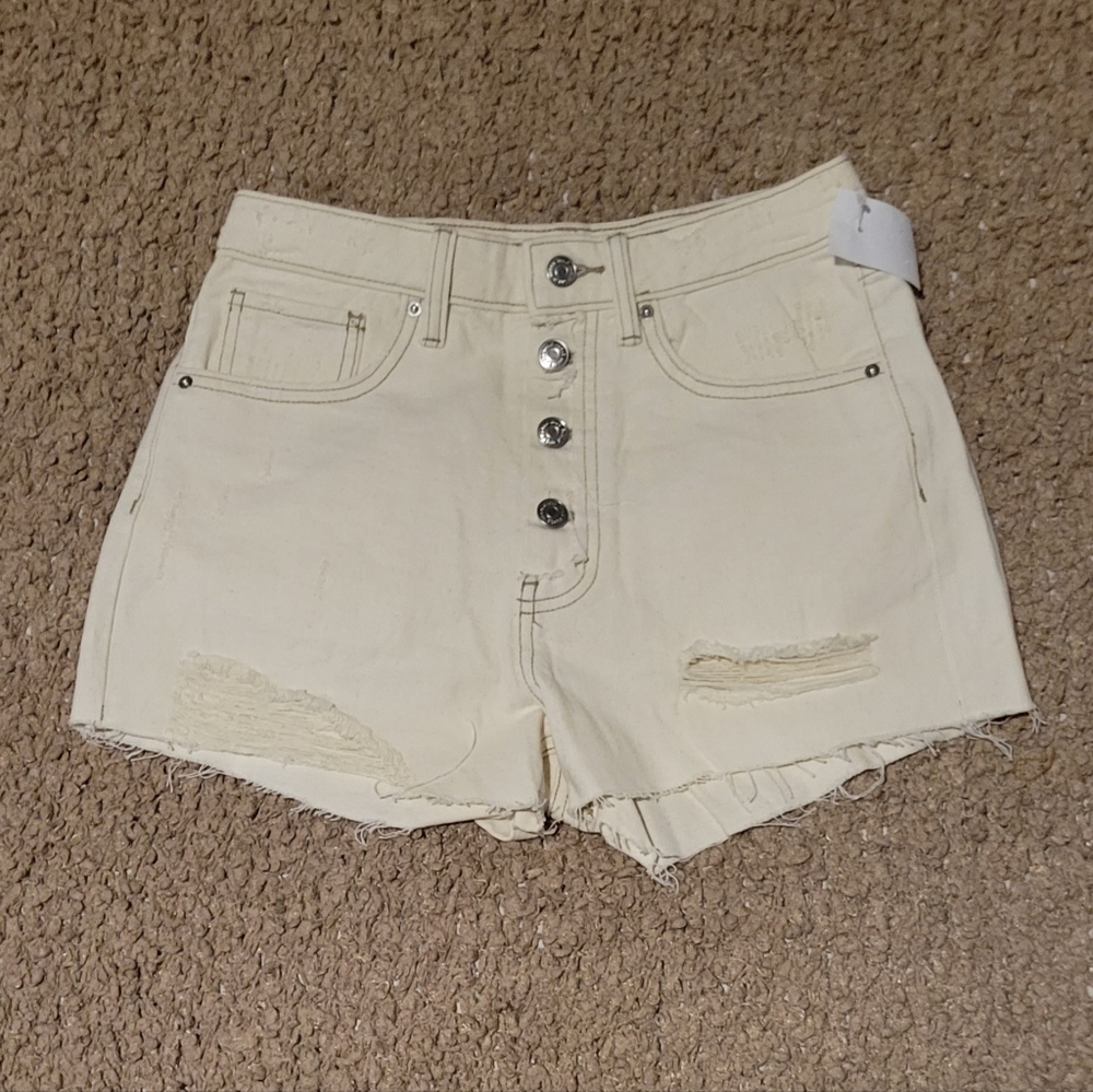WILD FABLE Highest Rise Cutoff Shorts Cream Size 0/25 Waist